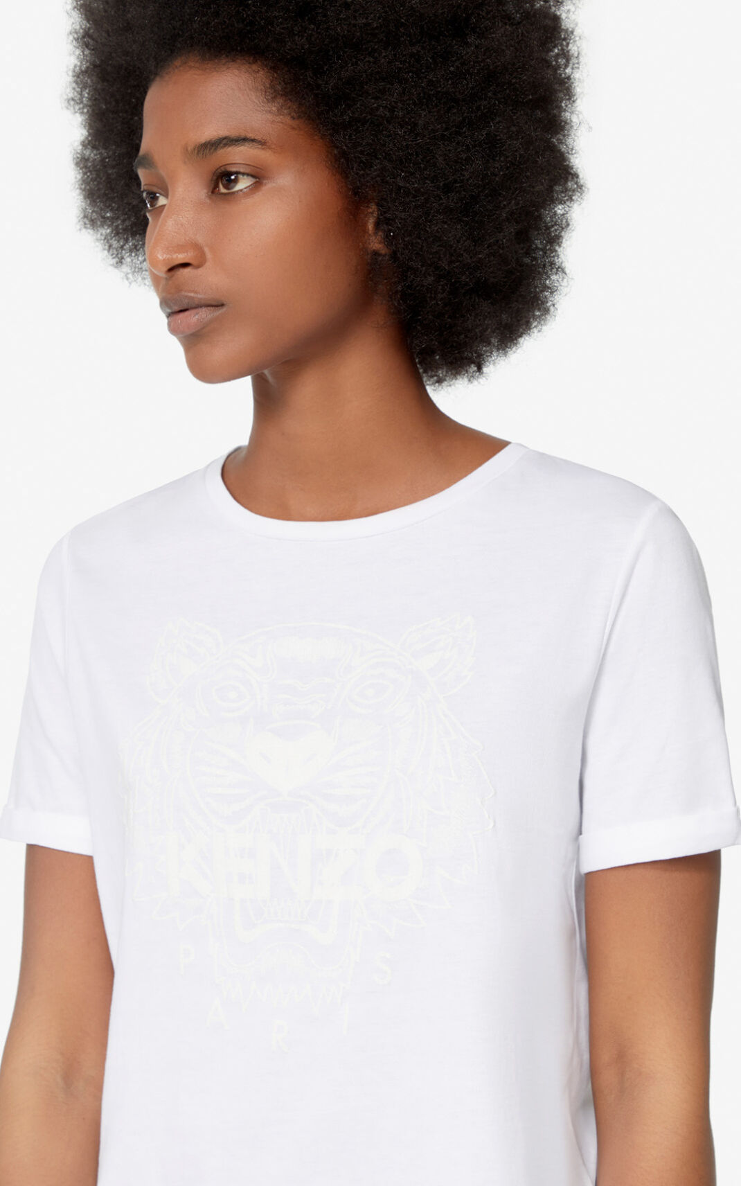 T Shirt Kenzo Iridescent Tiger Femme Blanche | BGQI-48295